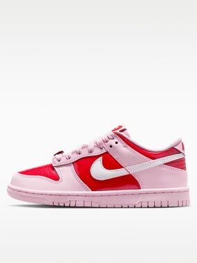 Nike Dunk Low Pink and Red with White Swoosh Accent